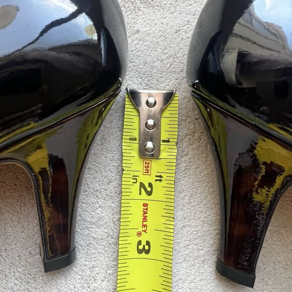 ANYI LU Emily Black Patent Leather Pump Heels EU 37.5 US 7.5 Classic Minimalist - Picture 14 of 16